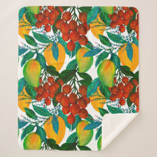 Seamless pattern with fresh bright exotic mango ra sherpa blanket