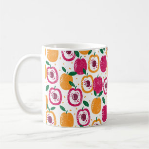 Seamless pattern with fruits. Stamp textured. Coffee Mug