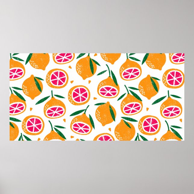 Seamless pattern with fruits. Stamp textured. Poster (Front)