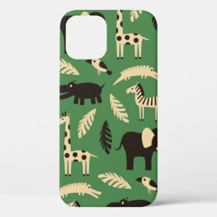 Seamless pattern with funny African animals and pl iPhone 12 Case