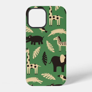 Seamless pattern with funny African animals and pl iPhone 12 Case