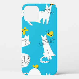 Seamless pattern with funny cats playing with butt iPhone 12 case