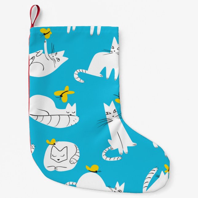 Seamless pattern with funny cats playing with butt small christmas stocking (Front)