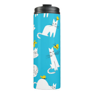 Seamless pattern with funny cats playing with butt thermal tumbler