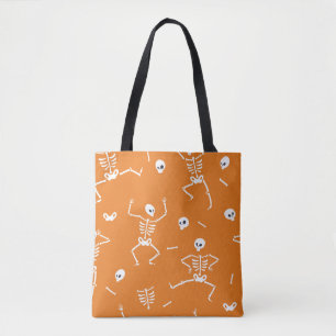 Seamless pattern with funny Halloween skeletons in Tote Bag