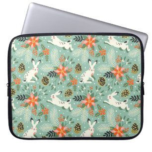 seamless pattern with funny white rabbits and the laptop sleeve