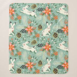 seamless pattern with funny white rabbits and the sherpa blanket
