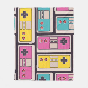 Seamless pattern with game joysticks. Colorful ill Fleece Blanket