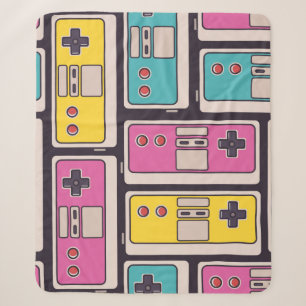 Seamless pattern with game joysticks. Colorful ill Sherpa Blanket