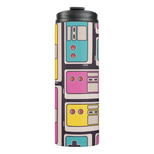 Seamless pattern with game joysticks. Colorful ill Thermal Tumbler