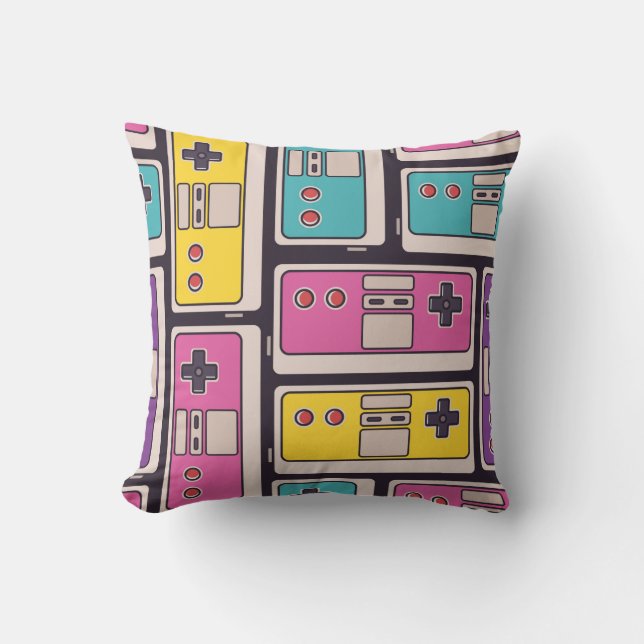 Seamless pattern with game joysticks. Colourful il Cushion (Front)