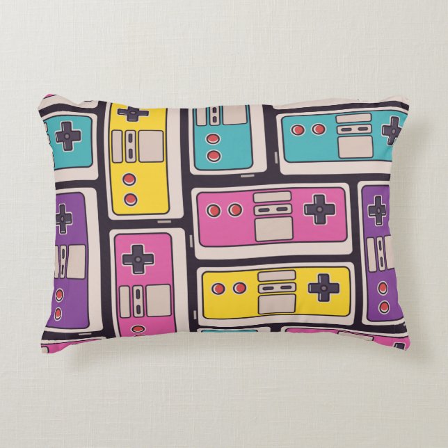 Seamless pattern with game joysticks. Colourful il Decorative Cushion (Front)
