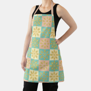 Seamless pattern with geometric floral motifs apron