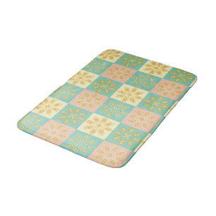 Seamless pattern with geometric floral motifs bath mat
