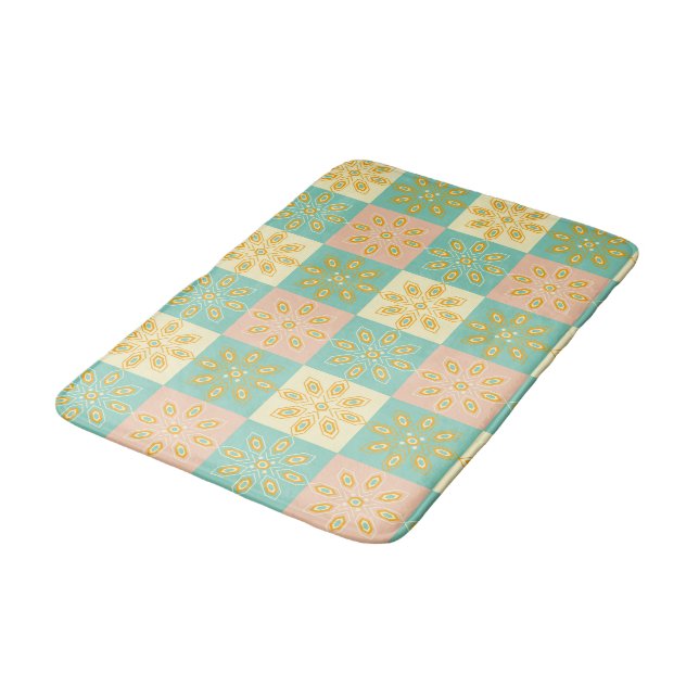 Seamless pattern with geometric floral motifs bath mat (Angled)