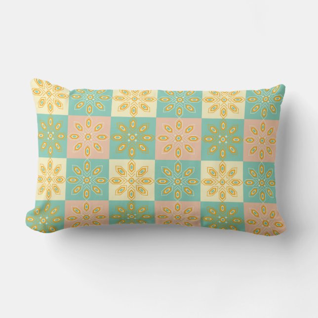 Seamless pattern with geometric floral motifs lumbar cushion (Front)