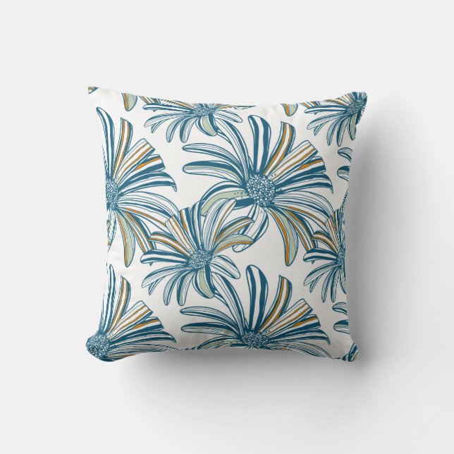 Seamless pattern with gerbera flowers. Vintage bac Cushion (Front)