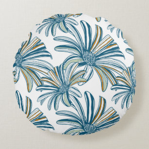 Seamless pattern with gerbera flowers. Vintage bac Round Cushion