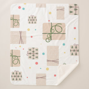 Seamless pattern with gift boxes. Gifts Packed in Sherpa Blanket