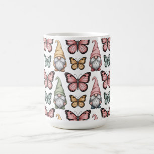 Seamless Pattern with Gnomes and Butterflies Coffee Mug