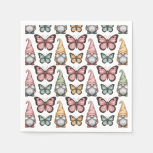 Seamless Pattern with Gnomes and Butterflies Napkin