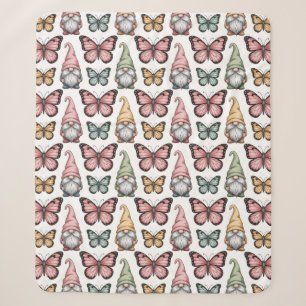 Seamless Pattern with Gnomes and Butterflies Sherpa Blanket