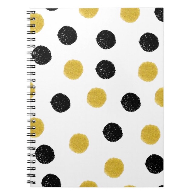 Seamless pattern with gold and black chaotic dots notebook (Front)