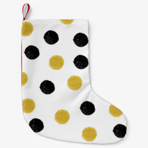 Seamless pattern with gold and black chaotic dots small christmas stocking