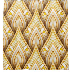 Seamless Pattern with Gold Ethnic Motifs. Endless Shower Curtain