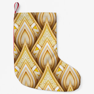 Seamless Pattern with Gold Ethnic Motifs. Endless Small Christmas Stocking