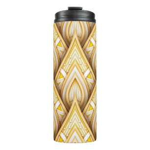 Seamless Pattern with Gold Ethnic Motifs. Endless Thermal Tumbler