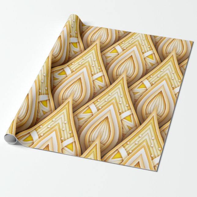 Seamless Pattern with Gold Ethnic Motifs. Endless  Wrapping Paper (Unrolled)