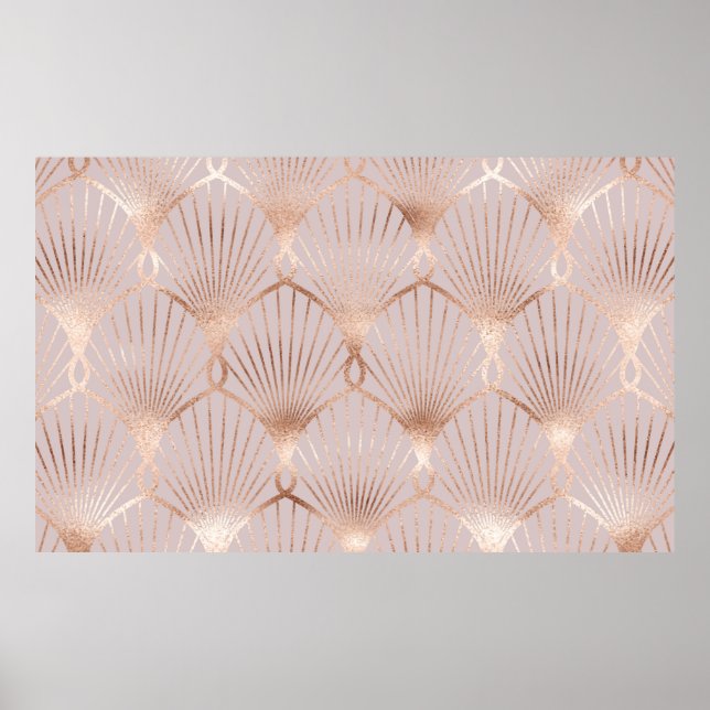 Seamless pattern with gold leaf shapes poster (Front)