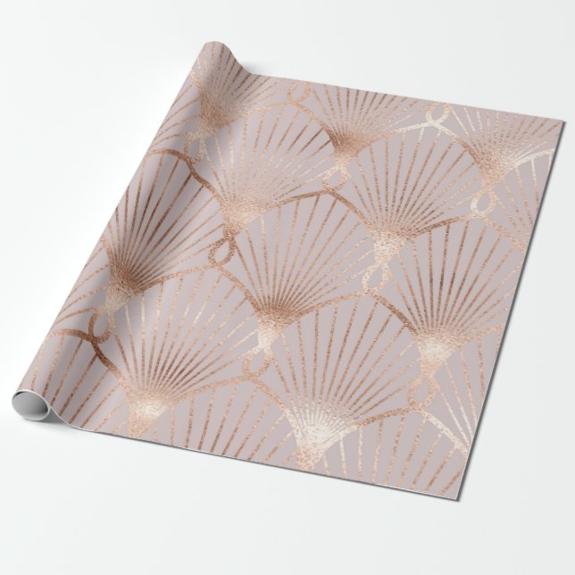 Seamless pattern with gold leaf shapes wrapping paper (Unrolled)