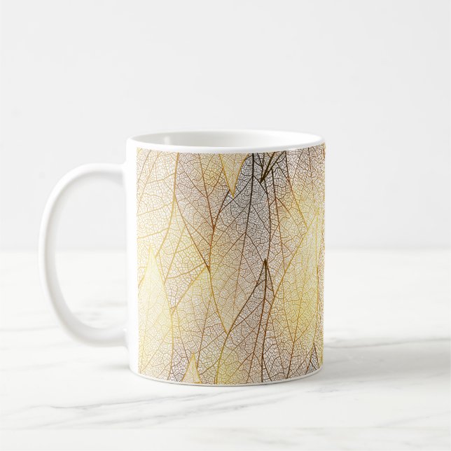 Seamless pattern with gold leaves coffee mug (Left)