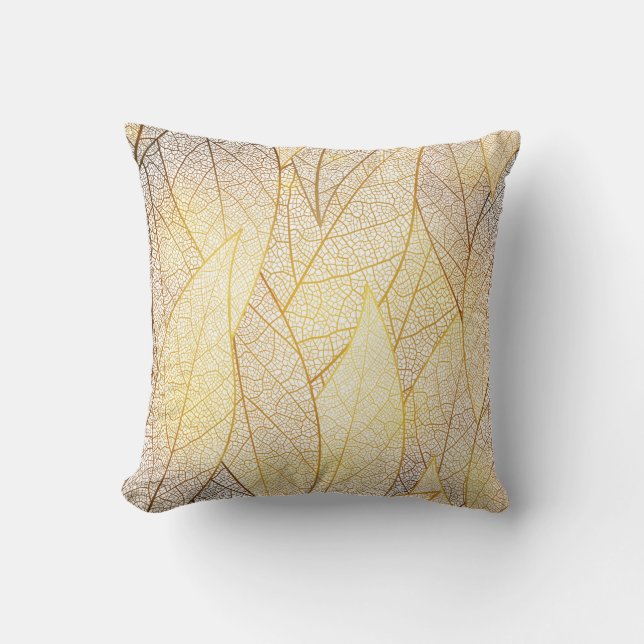 Seamless pattern with gold leaves cushion (Front)