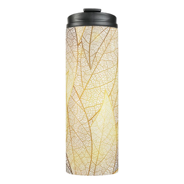Seamless pattern with gold leaves thermal tumbler (Front)