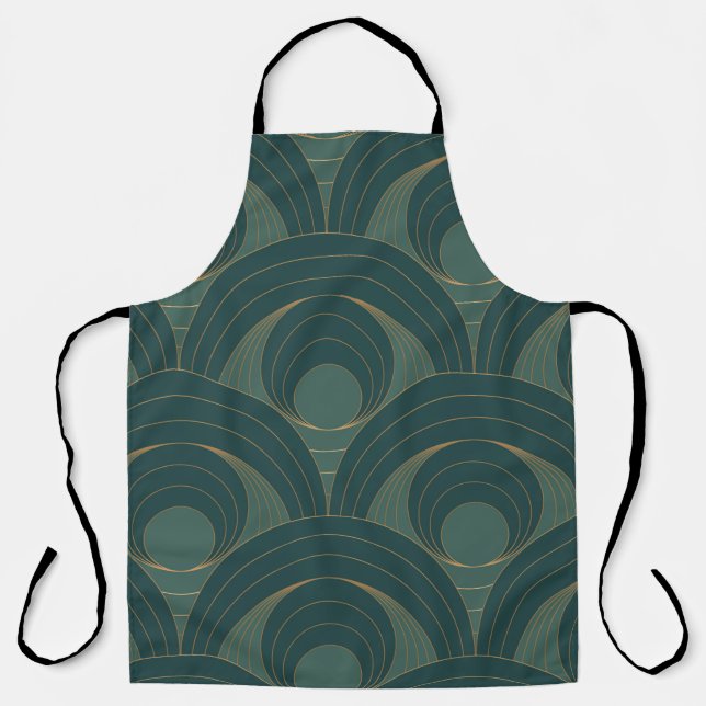 Seamless pattern with golden and green circles on  apron (Front)