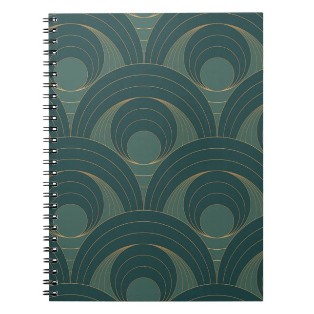 Seamless pattern with golden and green circles on  notebook (Front)