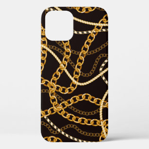 Seamless pattern with golden chains.  iPhone 12 case