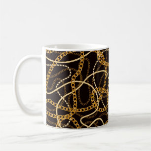 Seamless pattern with golden chains. coffee mug