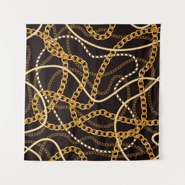 Seamless pattern with golden chains.  tapestry (Front)