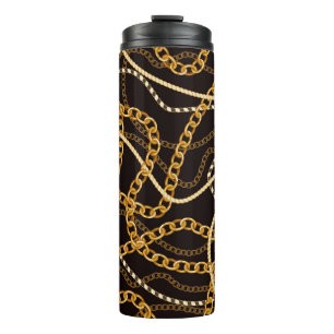 Seamless pattern with golden chains. thermal tumbler