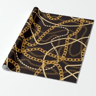 Seamless pattern with golden chains. wrapping paper
