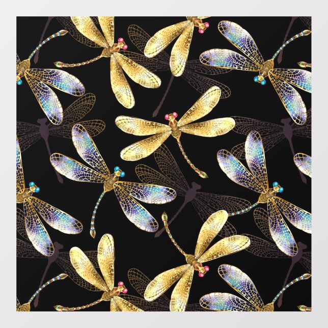 Seamless Pattern with Golden Dragonflies (Sheet)