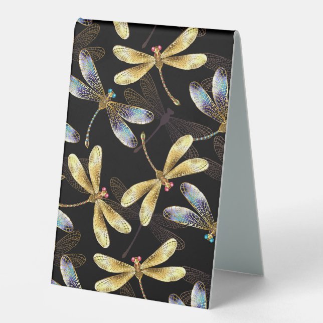 Seamless Pattern with Golden Dragonflies (Front)