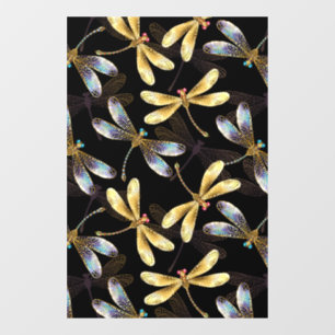 Seamless Pattern with Golden Dragonflies