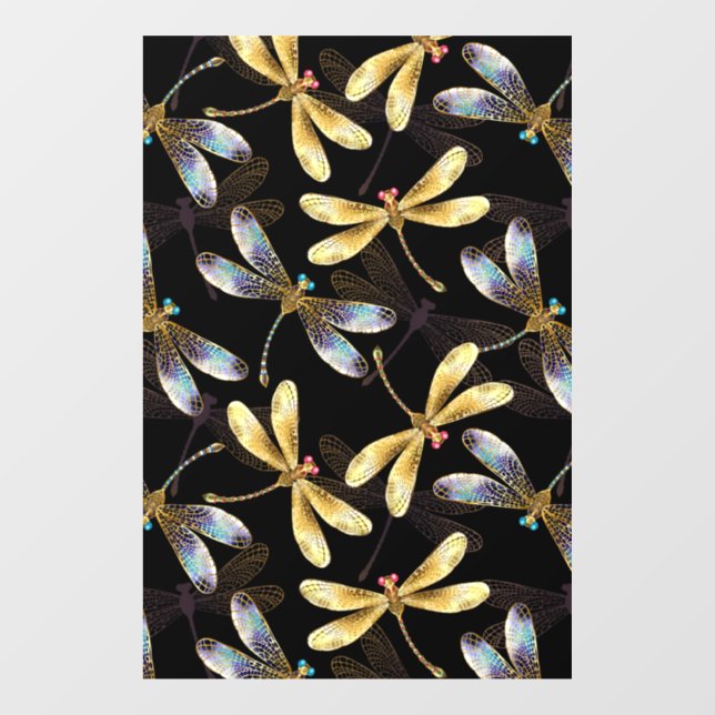 Seamless Pattern with Golden Dragonflies (Sheet)