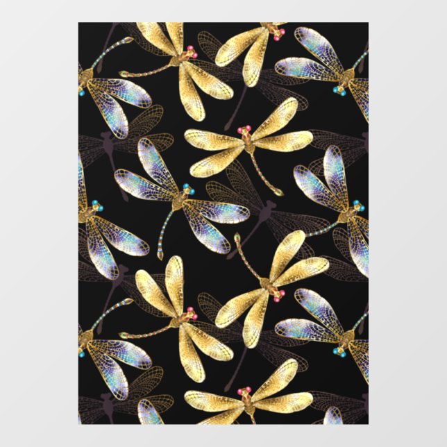 Seamless Pattern with Golden Dragonflies (Sheet)