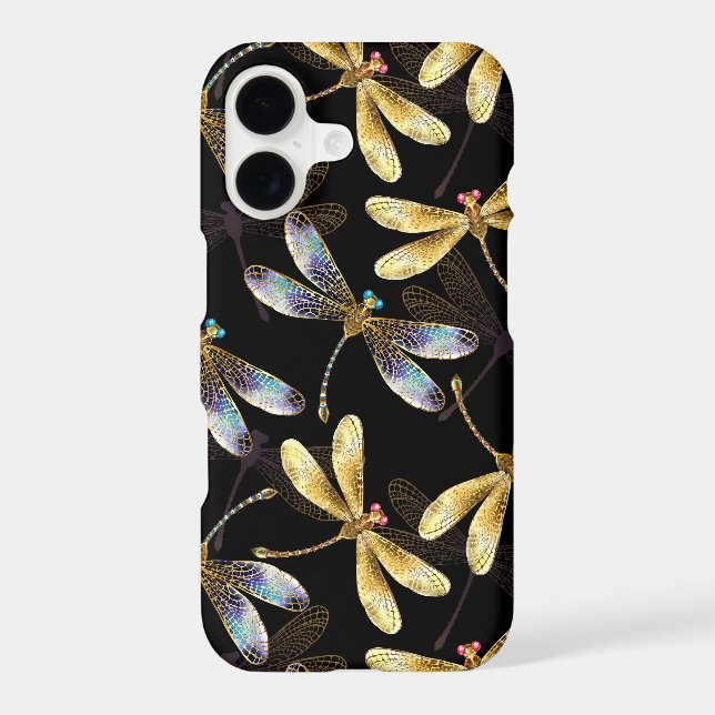 Seamless Pattern with Golden Dragonflies (Back)